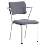 Cargo Gray Fabric & White Finish Dining Chair (Set-2)