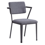 Cargo Gray Fabric & Gunmetal Finish Dining Chair (Set-2)