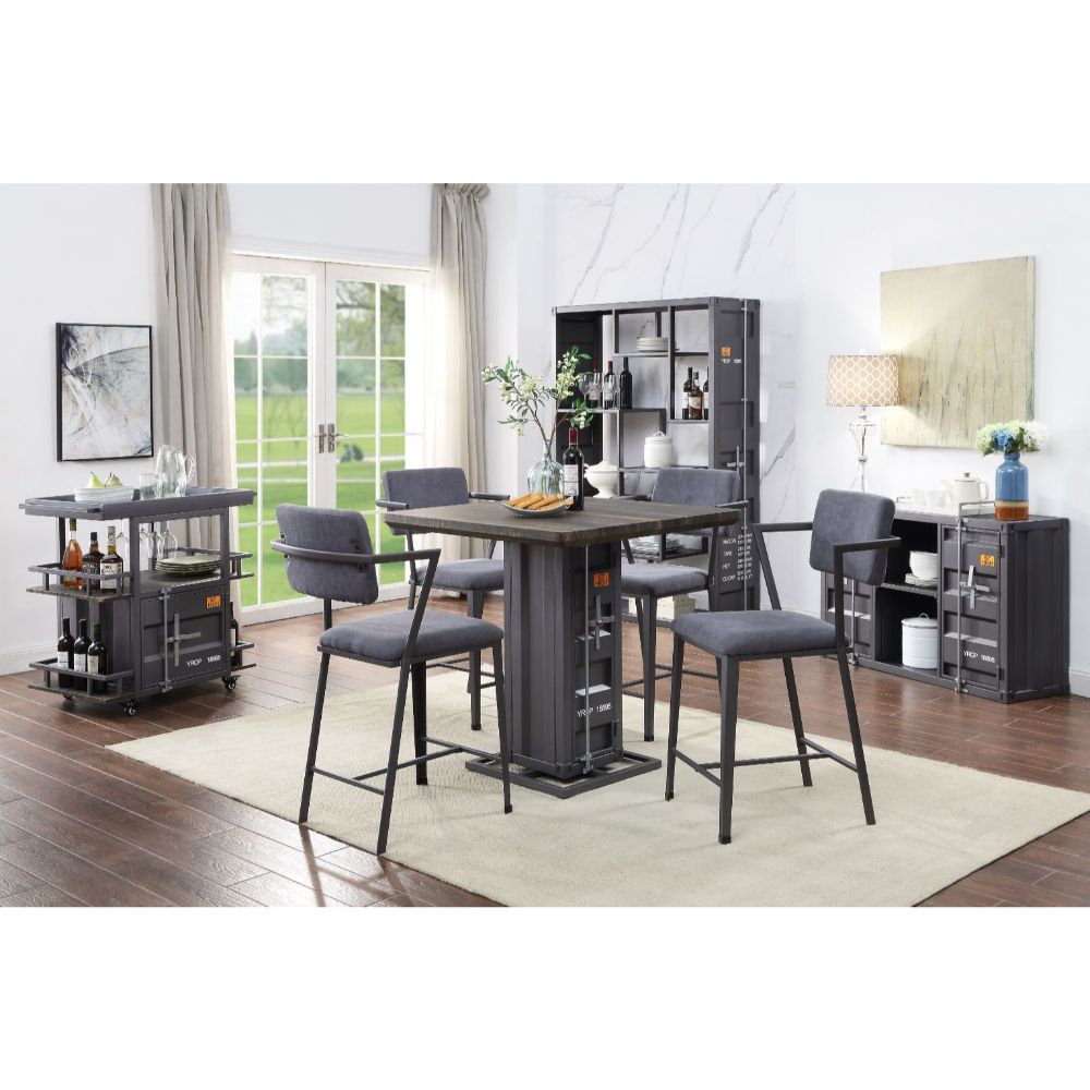 Cargo Antique Walnut & Gunmetal Finish Counter Height Table