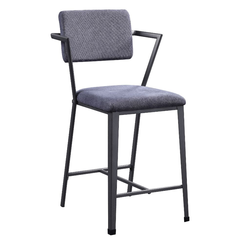 Cargo Gray Fabric & Gunmetal Finish Counter Height Chair (Set-2)