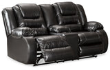 Vacherie Black Reclining Loveseat With Console