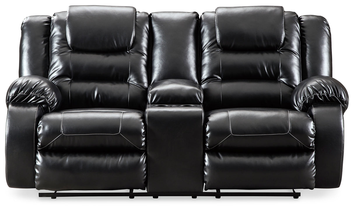 Vacherie Black Reclining Loveseat With Console