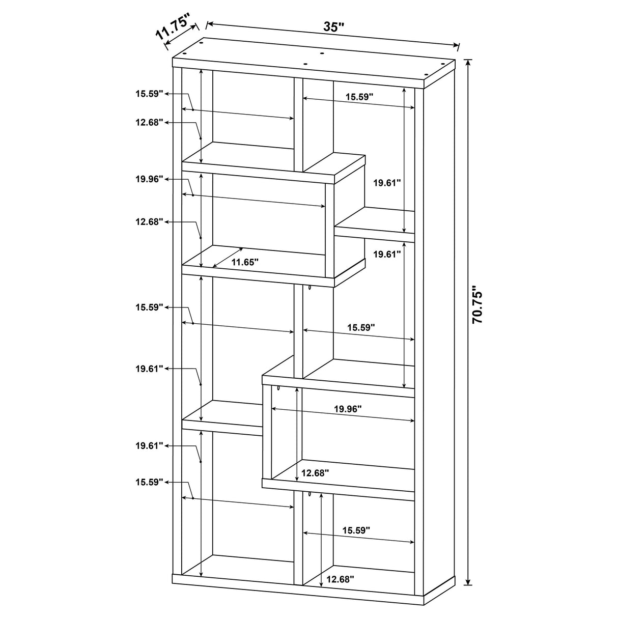 Theo 10-Shelf Bookcase White