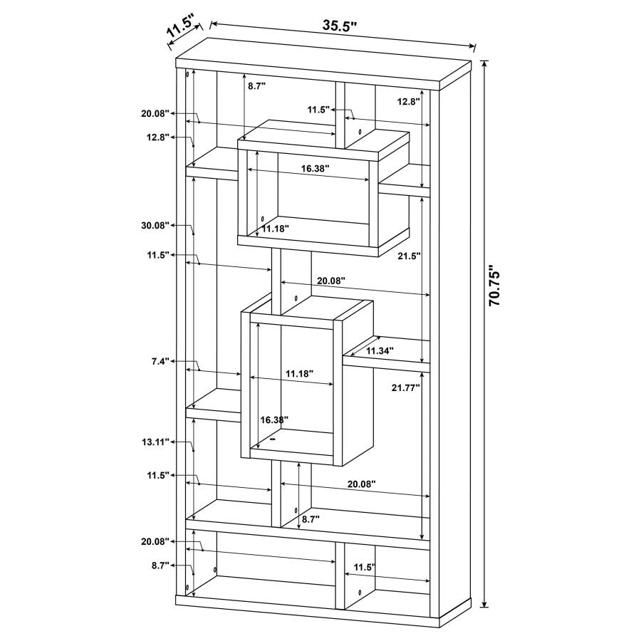 Howie 10-Shelf Bookcase Cappuccino