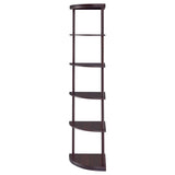 Bonwick 5-Shelf Corner Bookshelf Cappuccino