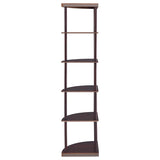 Bonwick 5-Shelf Corner Bookshelf Cappuccino