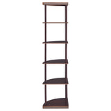 Bonwick 5-Shelf Corner Bookshelf Cappuccino