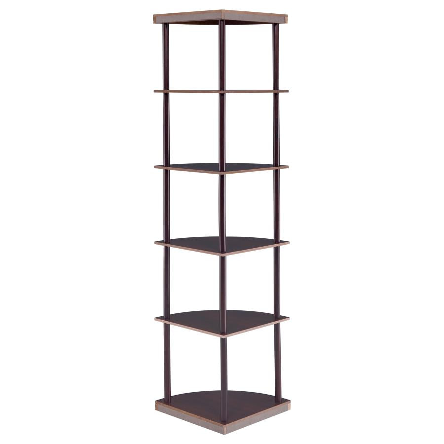 Bonwick 5-Shelf Corner Bookshelf Cappuccino