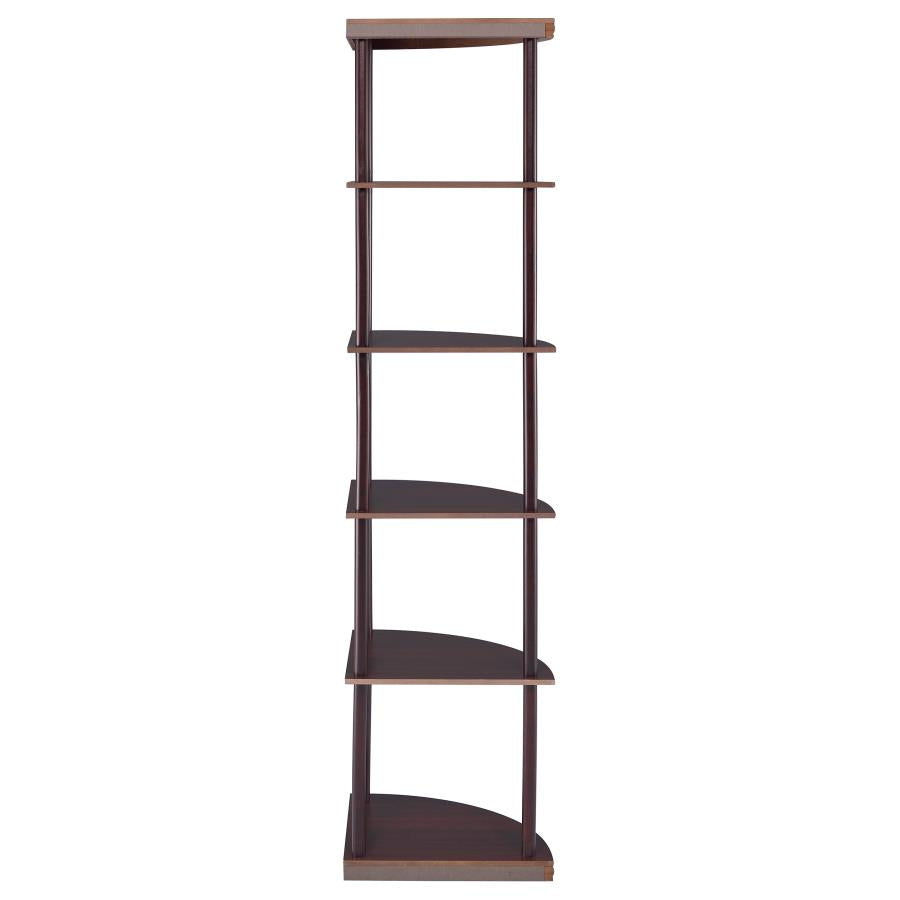 Bonwick 5-Shelf Corner Bookshelf Cappuccino