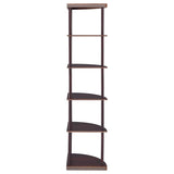 Bonwick 5-Shelf Corner Bookshelf Cappuccino