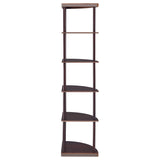 Bonwick 5-Shelf Corner Bookshelf Cappuccino