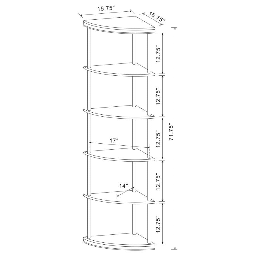 Bonwick 5-Shelf Corner Bookshelf Cappuccino