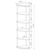 Bonwick 5-Shelf Corner Bookshelf Cappuccino