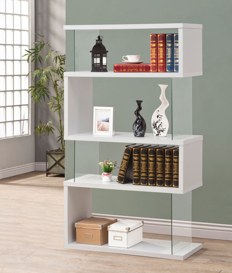 Emelle 4-Tier Bookcase White And Clear