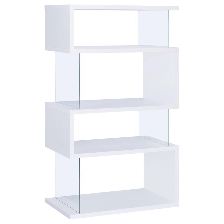 Emelle 4-Tier Bookcase White And Clear