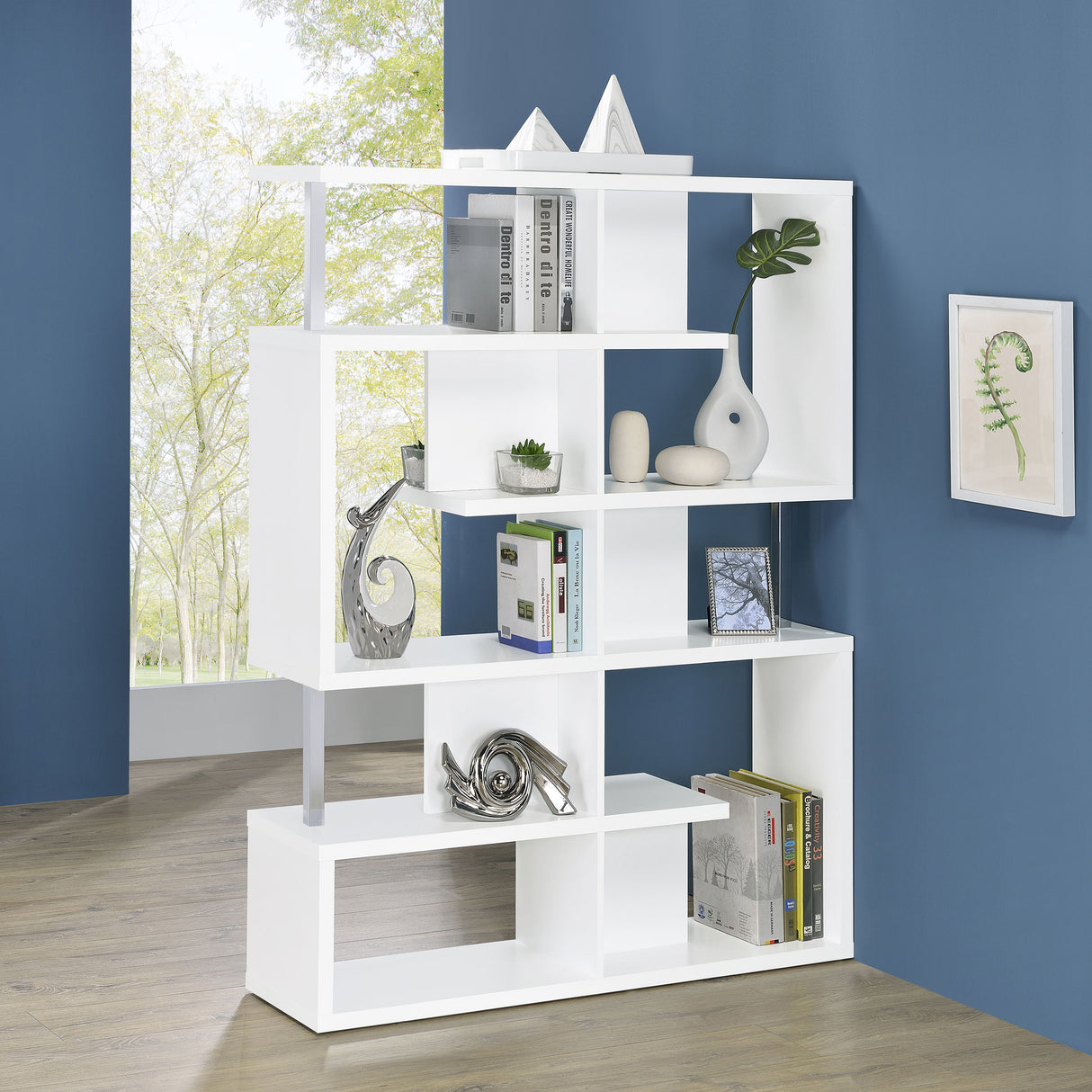 Hoover 5-Tier Bookcase White And Chrome