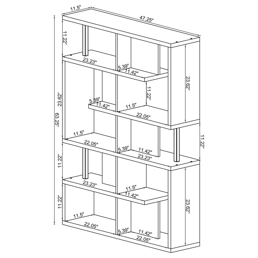 Hoover 5-Tier Bookcase White And Chrome