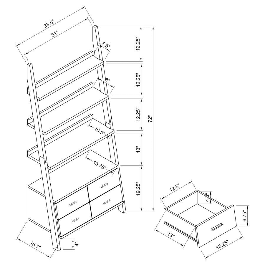 Colella Cappuccino 3-Piece Storage Ladder Bookshelf Set