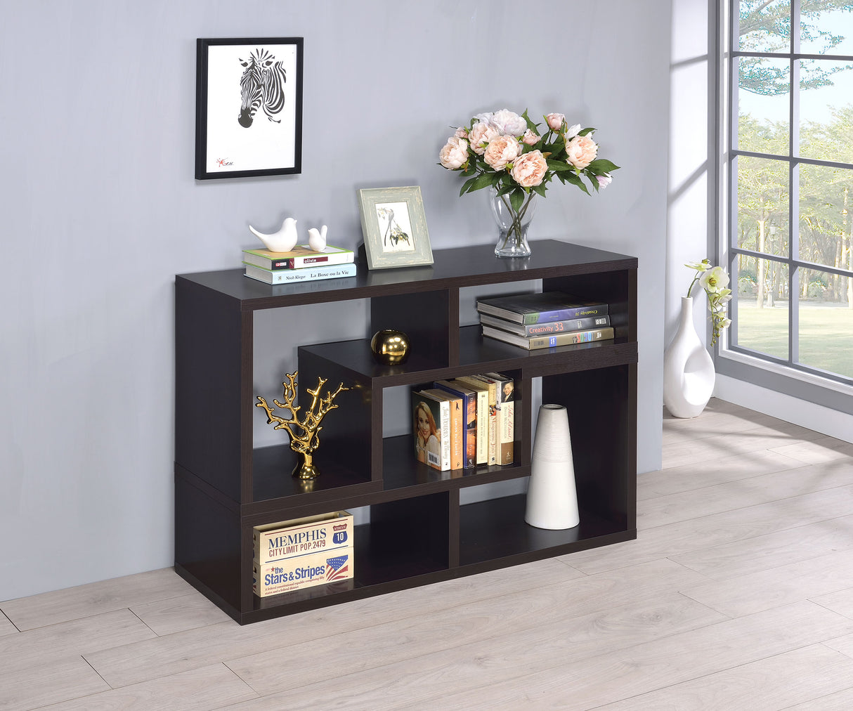 Velma Convertible Tv Console And Bookcase Cappuccino