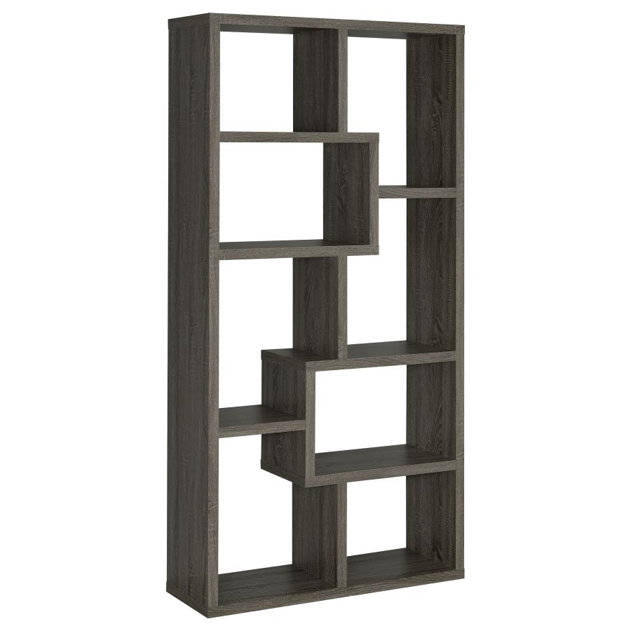 Theo 10-Shelf Bookcase Weathered Grey