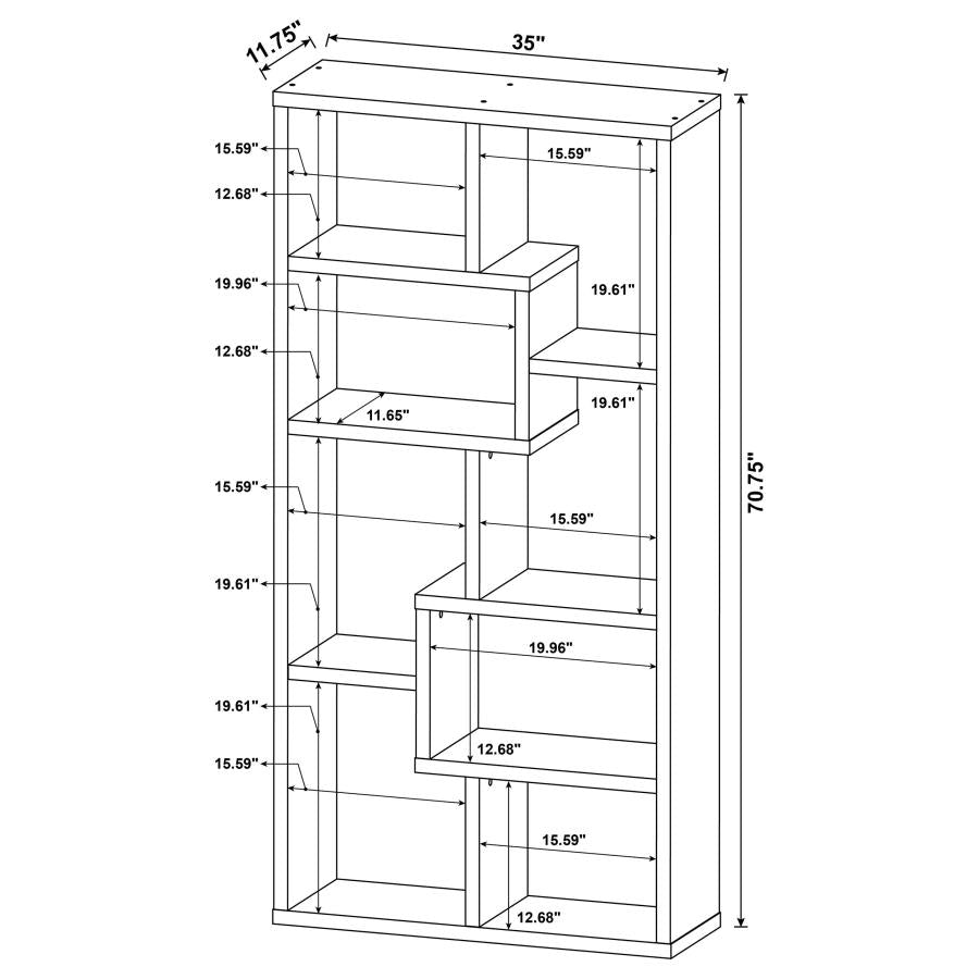 Theo 10-Shelf Bookcase Weathered Grey