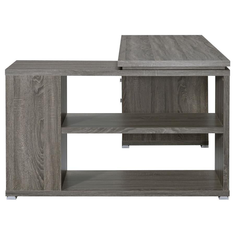 Yvette L-Shape Office Desk Weathered Grey