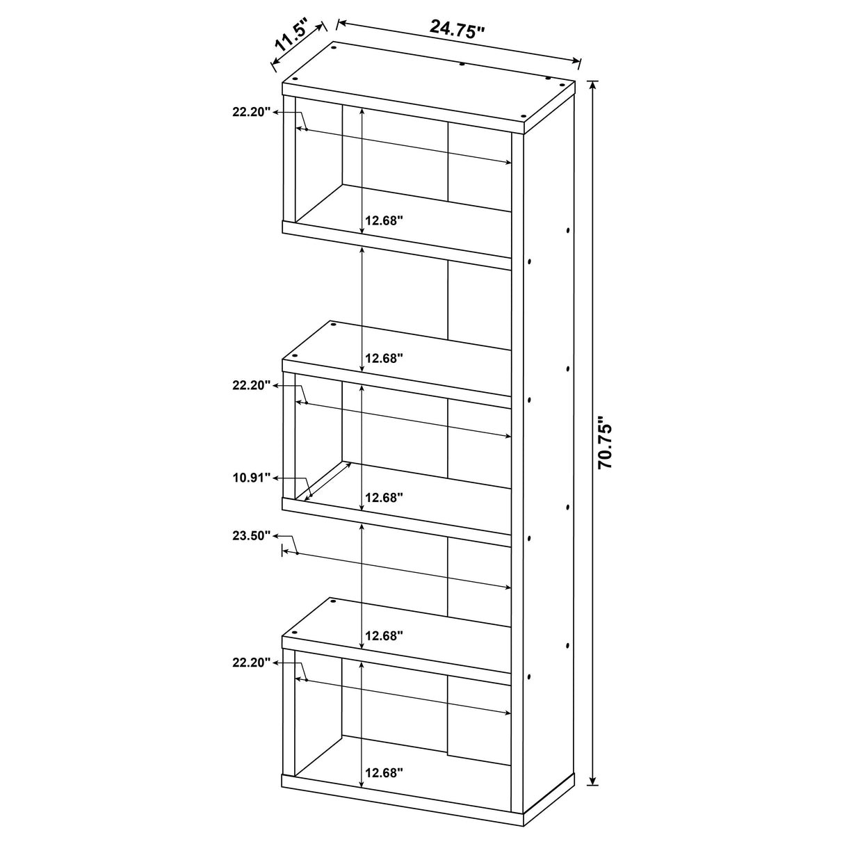 Joey 5-Tier Bookcase Weathered Grey