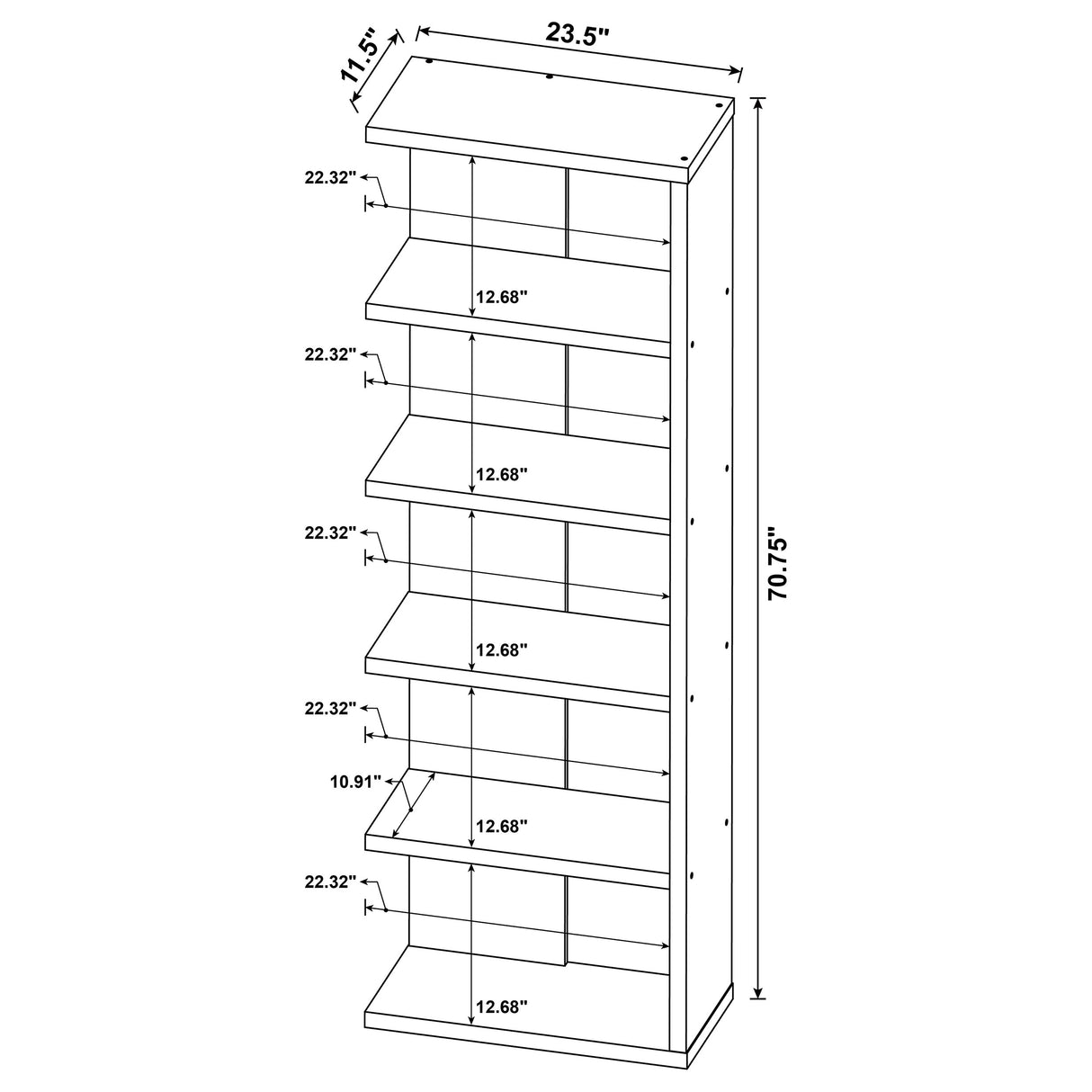 Harrison 5-Tier Bookcase Weathered Grey