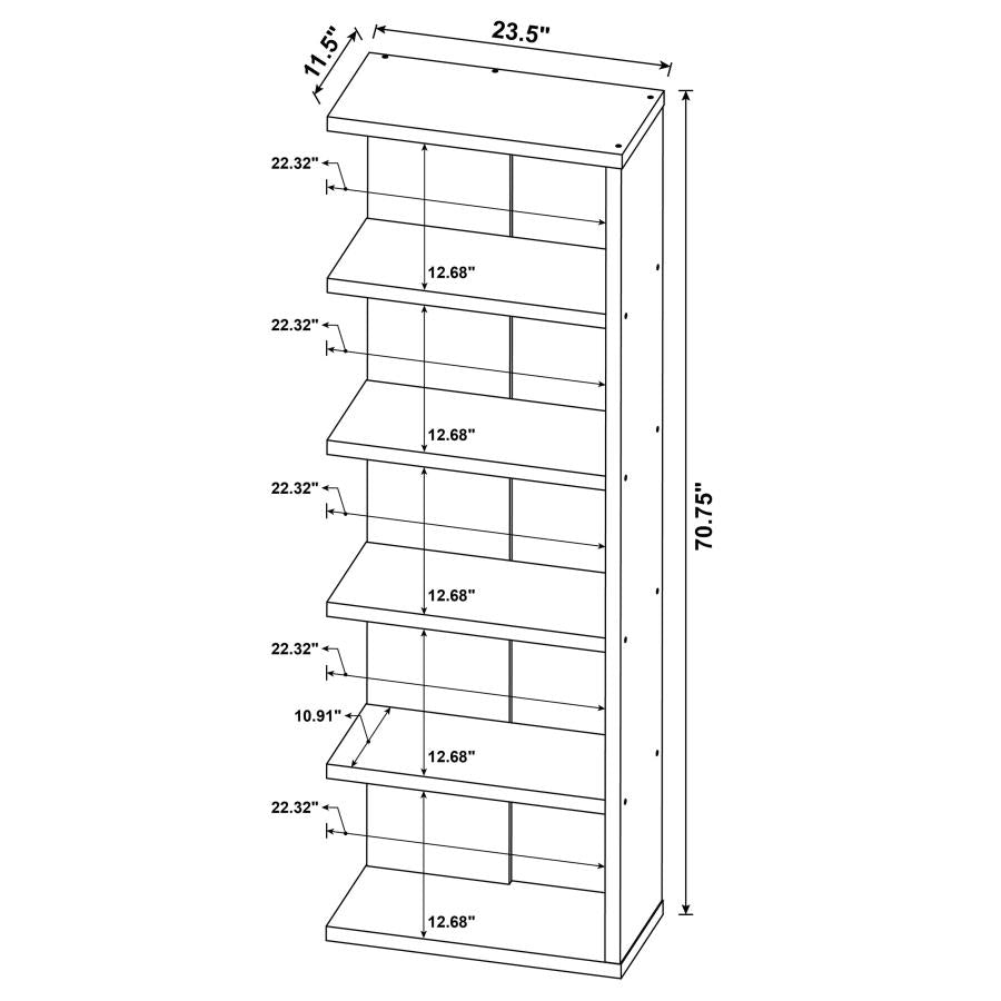 Harrison 5-Tier Bookcase Weathered Grey