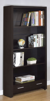 Skylar 5-Shelf Bookcase With Storage Drawer Cappuccino