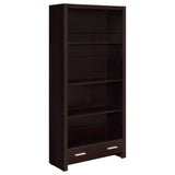 Skylar 5-Shelf Bookcase With Storage Drawer Cappuccino