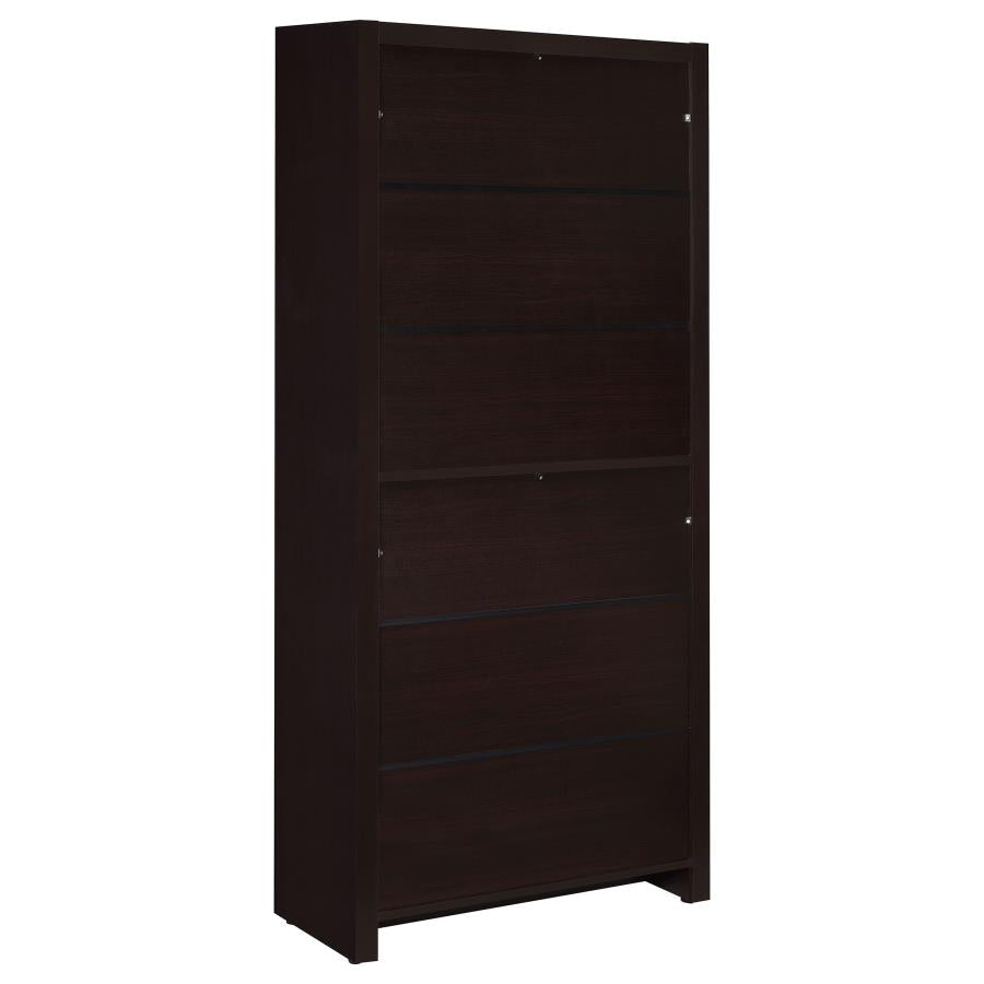 Skylar 5-Shelf Bookcase With Storage Drawer Cappuccino