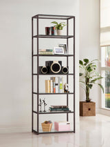 Kate 6-Shelf Bookcase Black Nickel