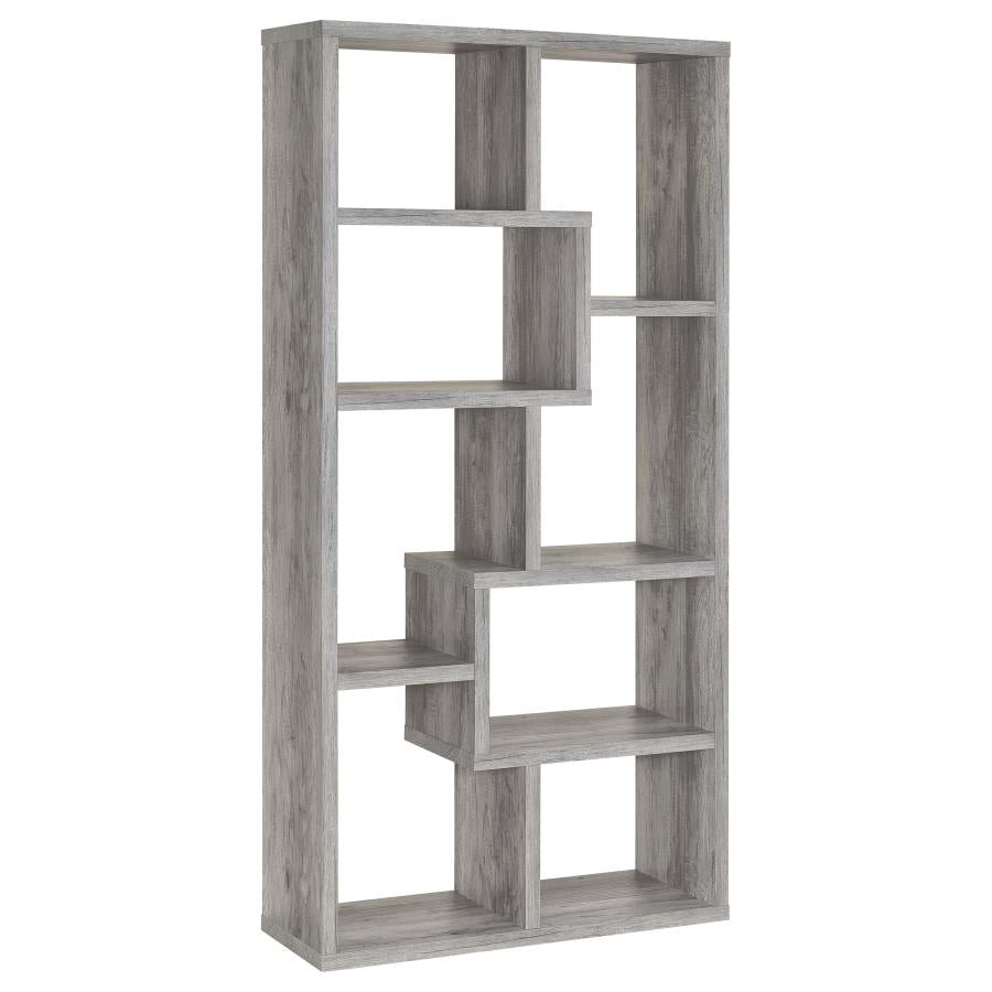 Theo 10-Shelf Bookcase Grey Driftwood