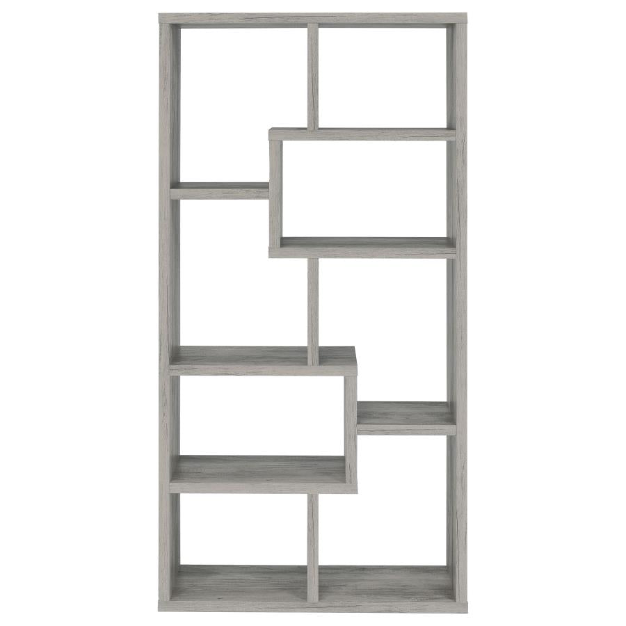 Theo 10-Shelf Bookcase Grey Driftwood