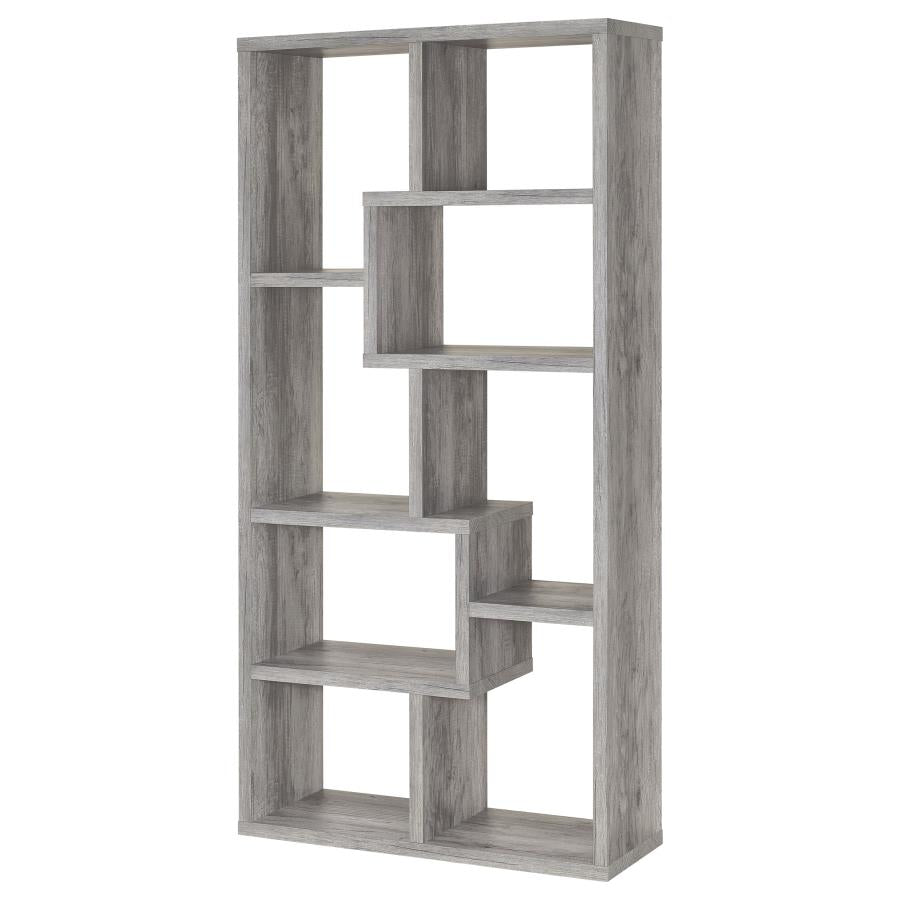 Theo 10-Shelf Bookcase Grey Driftwood