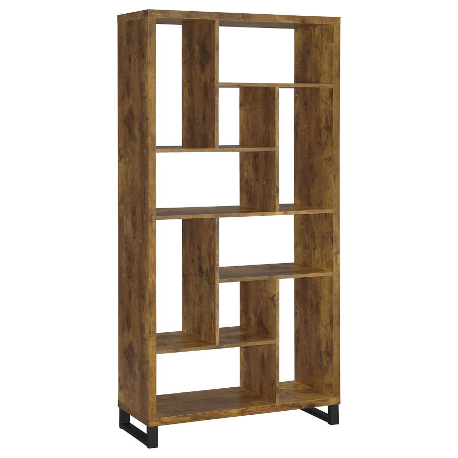 Delwin 10-Shelf Bookcase Antique Nutmeg