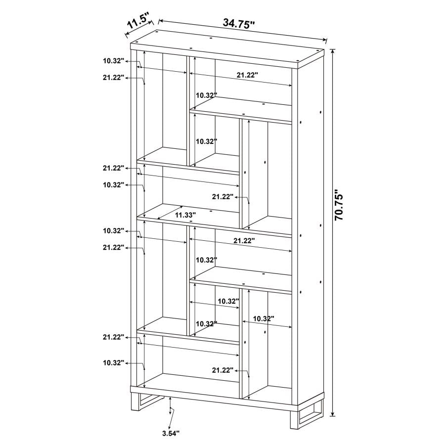 Delwin 10-Shelf Bookcase Antique Nutmeg