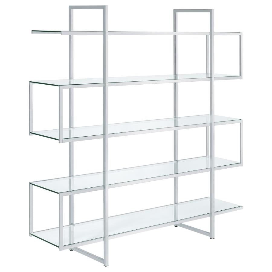 Elmer Clear 63-Inch 5-Shelf Bookshelf And Chrome