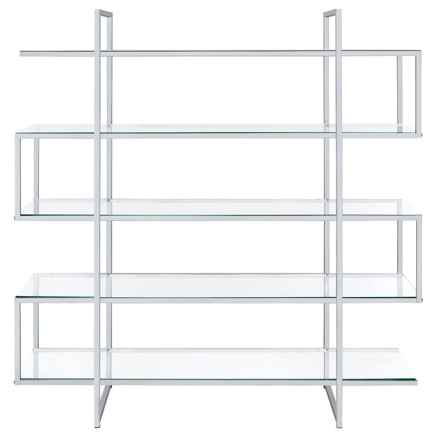 Elmer Clear 63-Inch 5-Shelf Bookshelf And Chrome