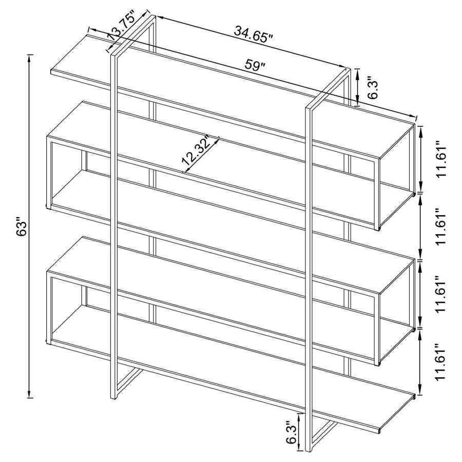 Elmer Clear 63-Inch 5-Shelf Bookshelf And Chrome