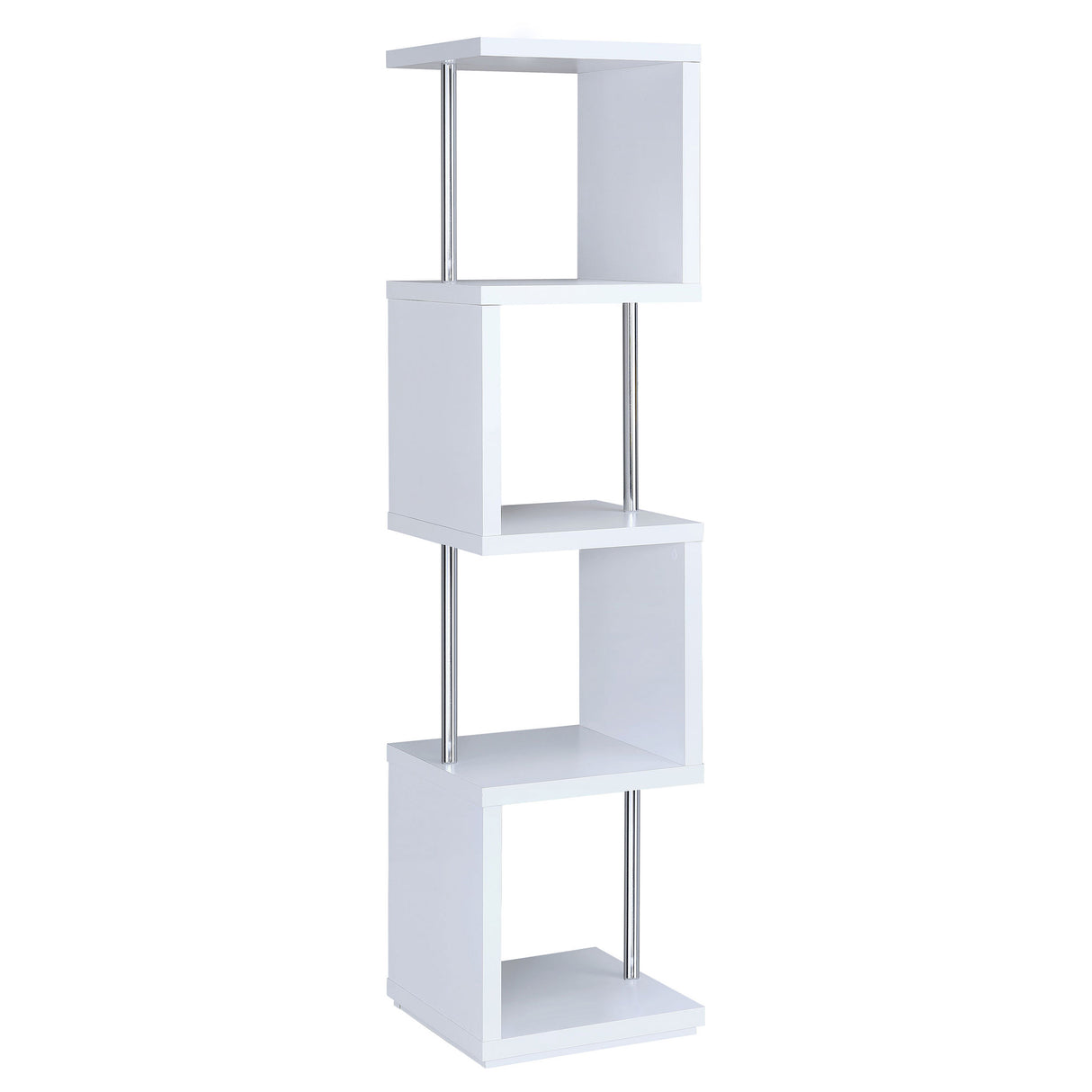 Baxter 4-Shelf Bookcase White And Chrome