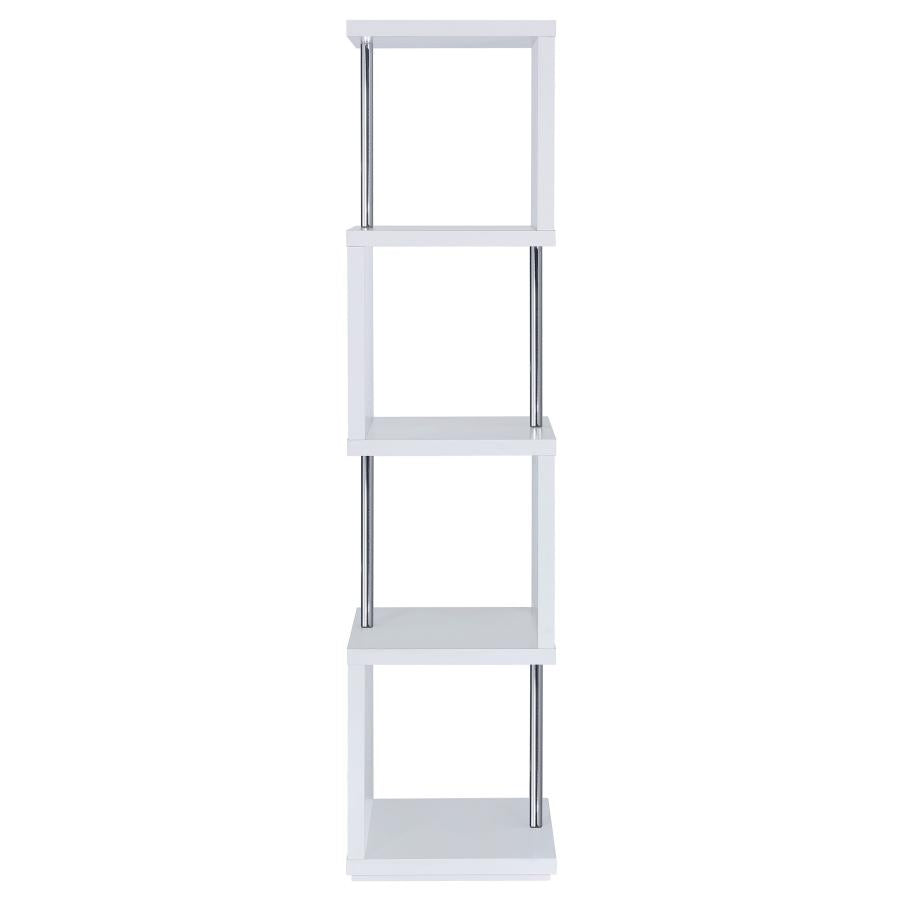 Baxter 4-Shelf Bookcase White And Chrome