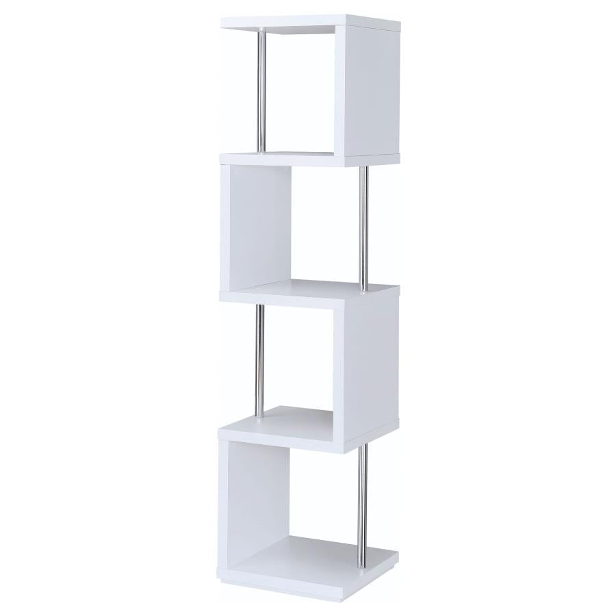 Baxter 4-Shelf Bookcase White And Chrome