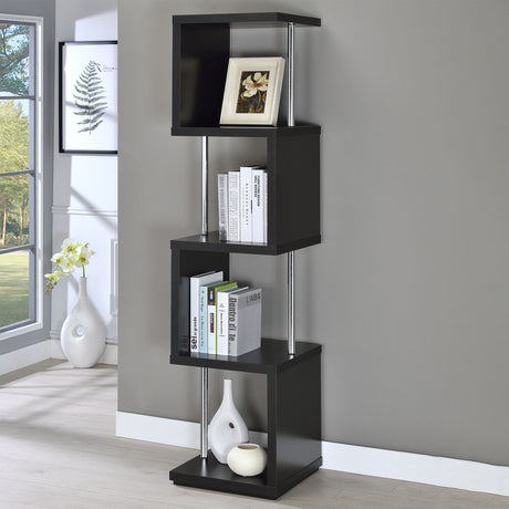 Baxter 4-Shelf Bookcase Black And Chrome