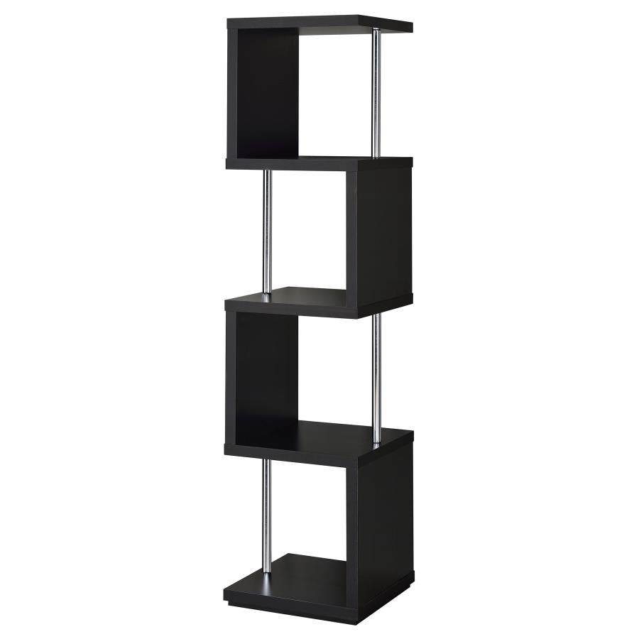 Baxter 4-Shelf Bookcase Black And Chrome