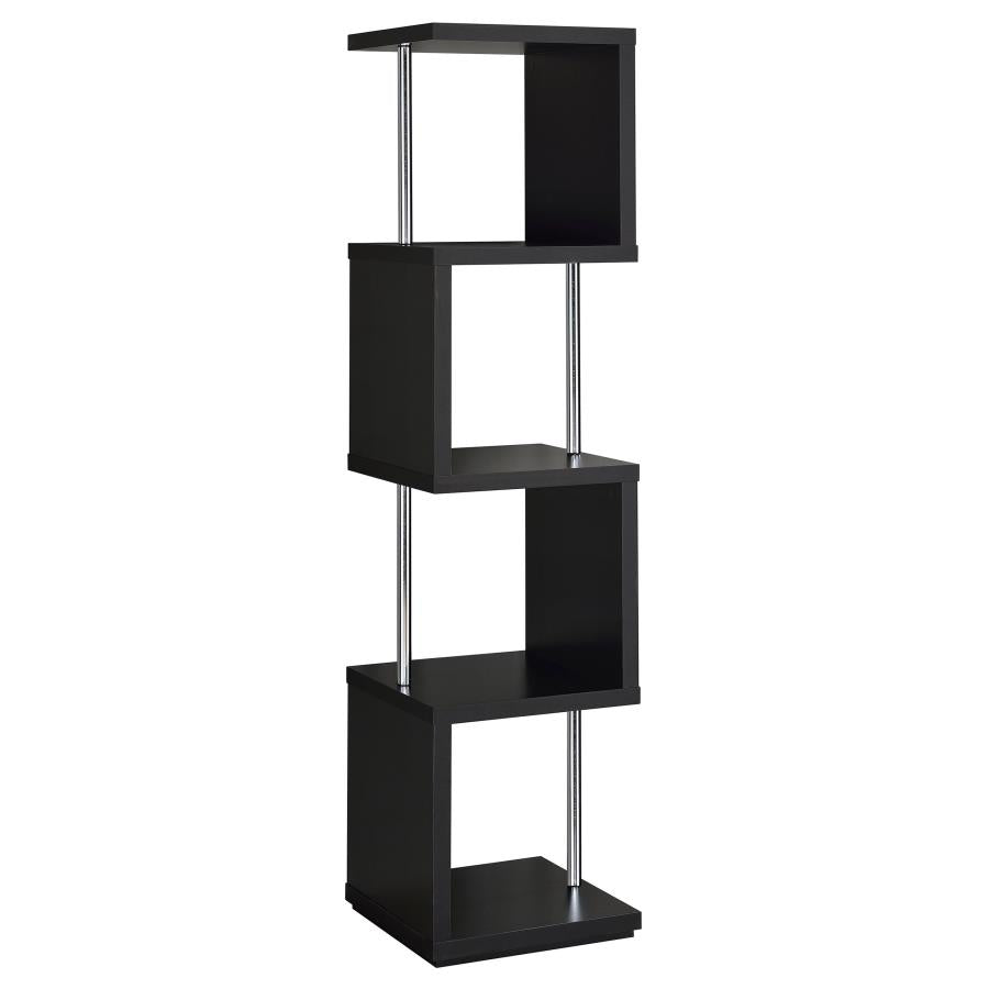 Baxter 4-Shelf Bookcase Black And Chrome