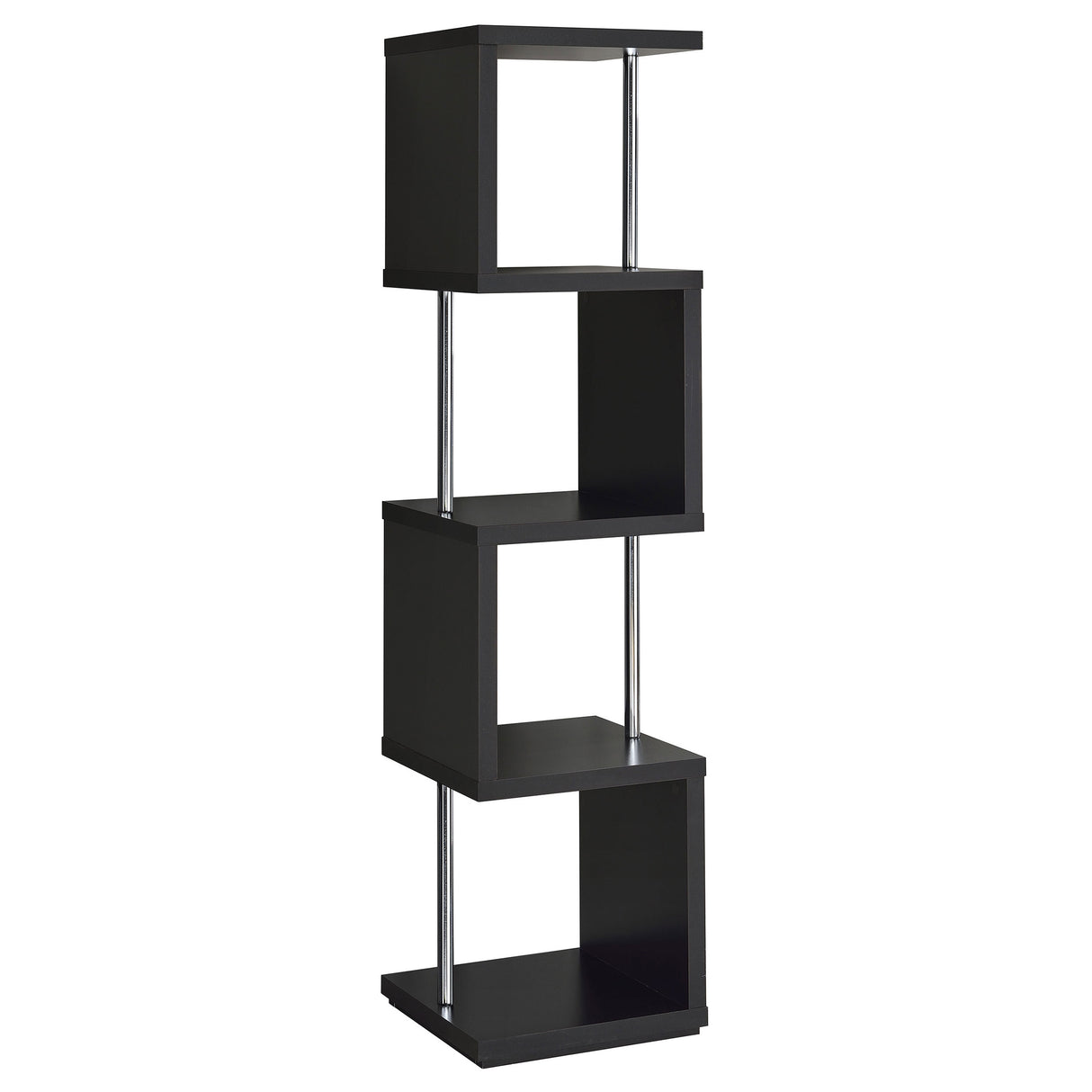 Baxter 4-Shelf Bookcase Black And Chrome