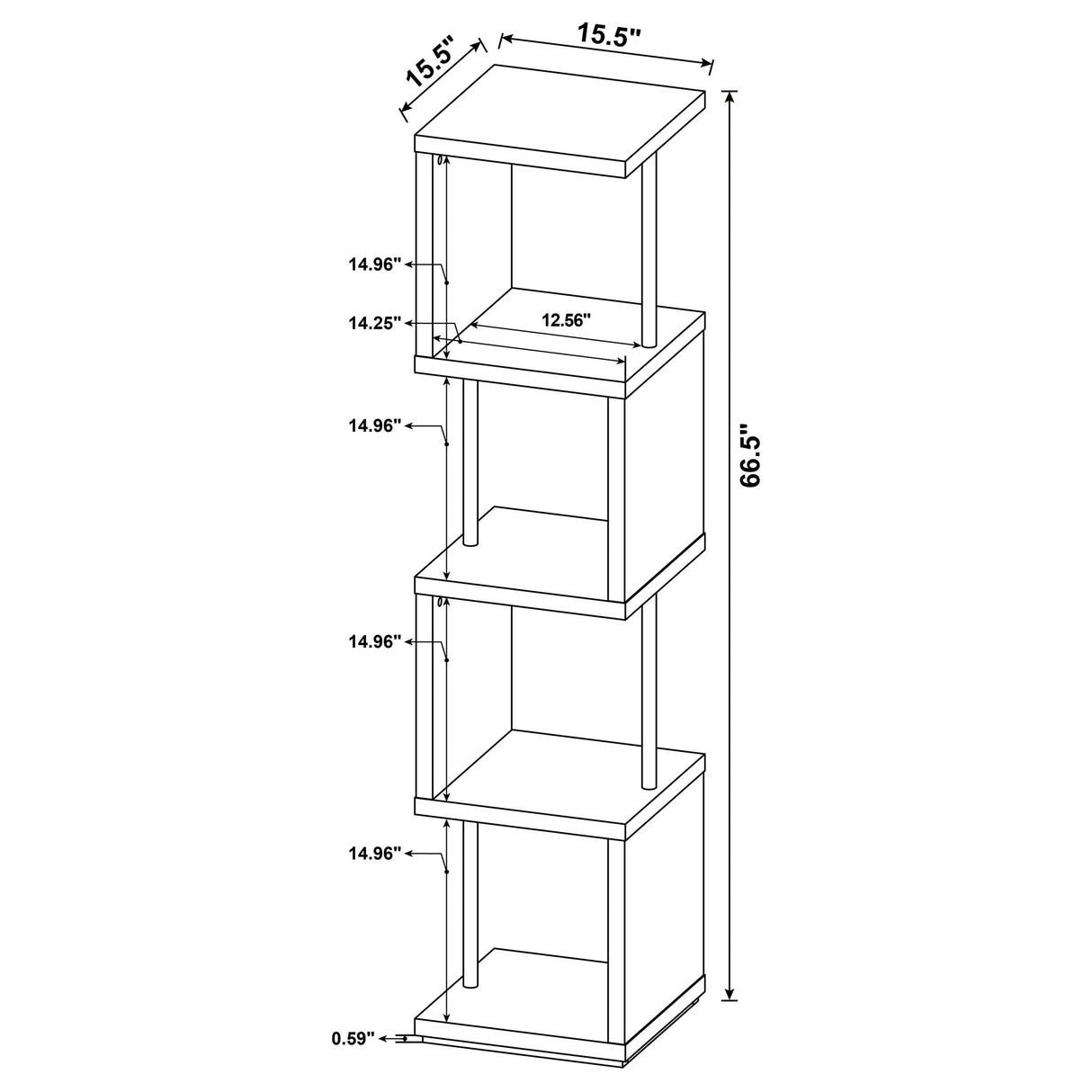 Baxter 4-Shelf Bookcase Black And Chrome