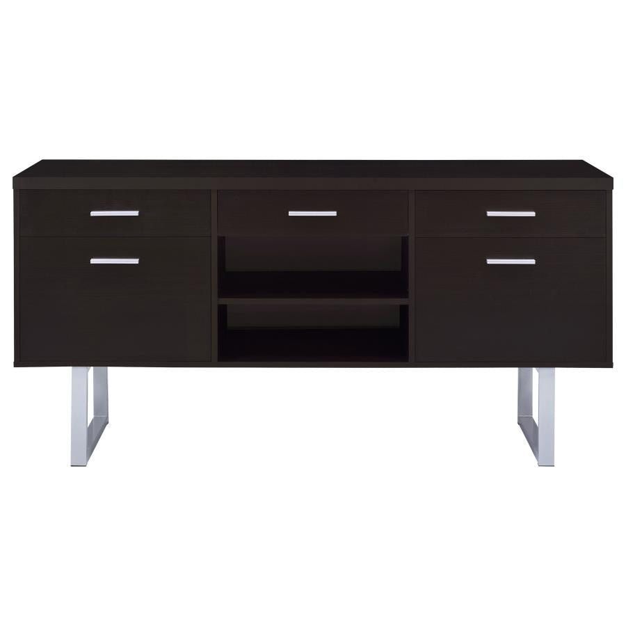 Lawtey 5-Drawer Credenza With Adjustable Shelf Cappuccino